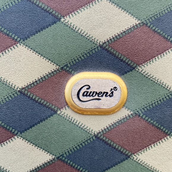 Cawen's Tan, Brown, Navy, & Hunter Vintage Look Gold Handle Bag - Picture 7 of 10